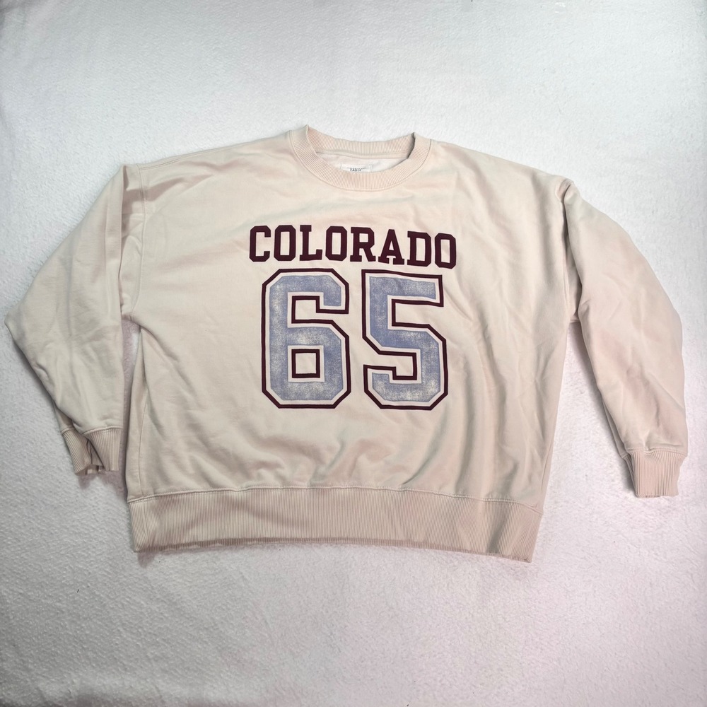 American Eagle Colorado 65 Crewneck Sweatshirt Mens Large Cream Graphic Pullover